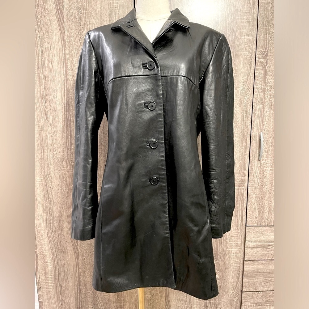 DANIER Black Genuine Leather Button Up Jacket. Size L - Picture 3 of 11